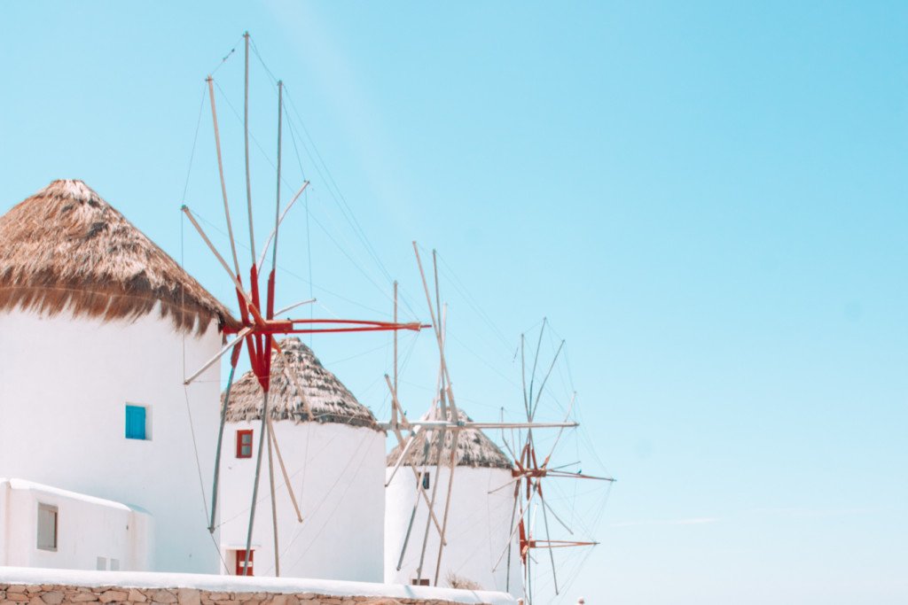 Landmark in Greece Mykonos Windmills