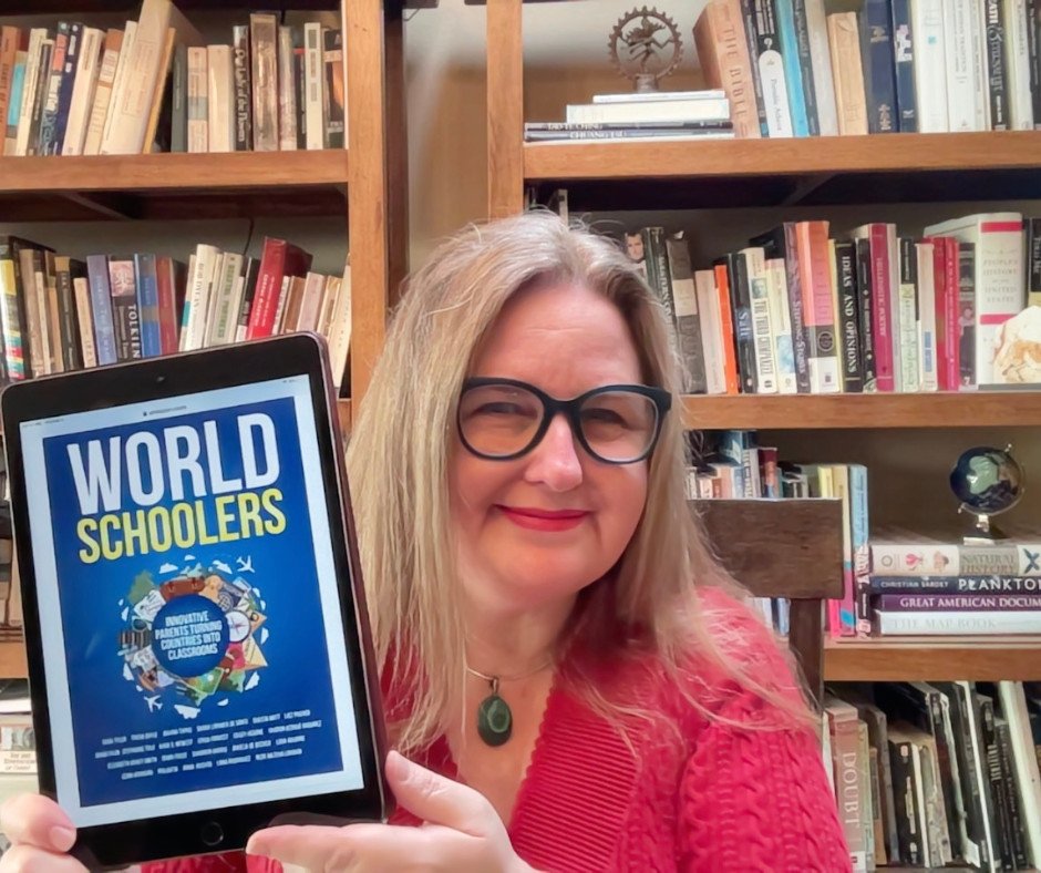 Erica Forrest, author with her book Worldschoolers: Innovative Parents Turning Countries Into Classrooms